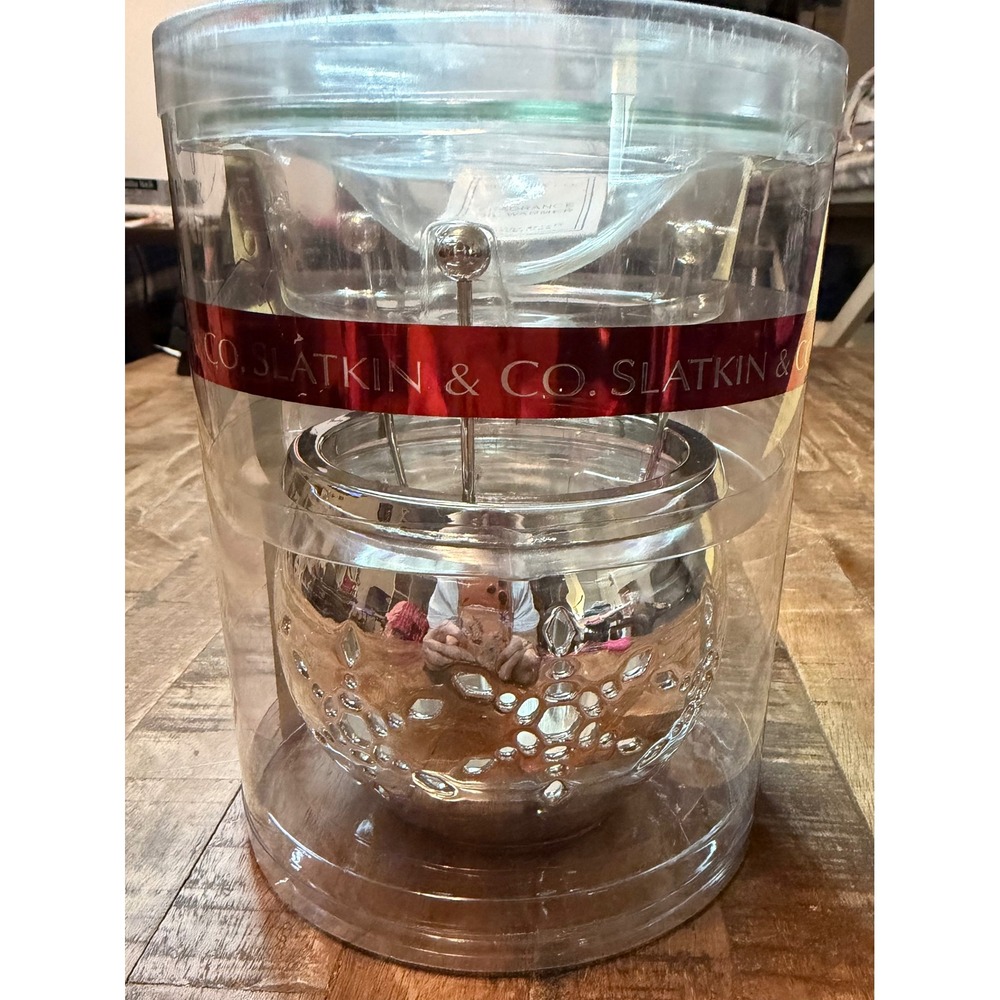 Slatkin & Co Fragrance Oil Warmer Silver Snowflake Metallic Tea Light Burner New
